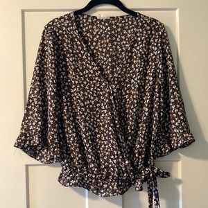 Navy floral blouse